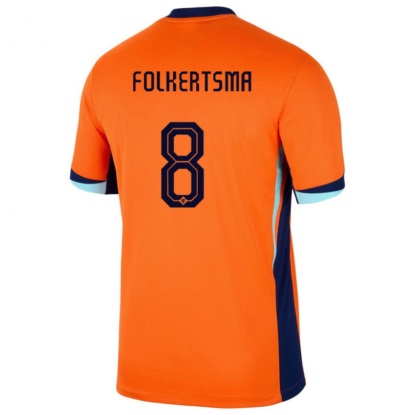Mujer Camiseta Países Bajos Sisca Folkertsma #8 Naranja 1ª Equipación 24-26 La Camisa