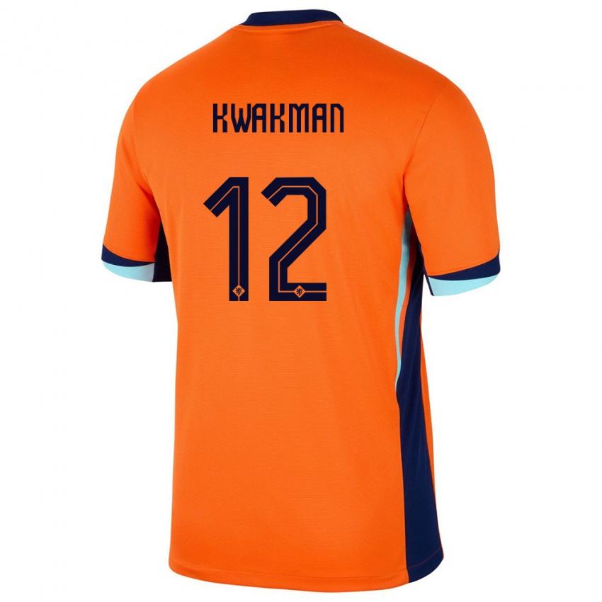 Mujer Camiseta Países Bajos Dave Kwakman #12 Naranja 1ª Equipación 24-26 La Camisa