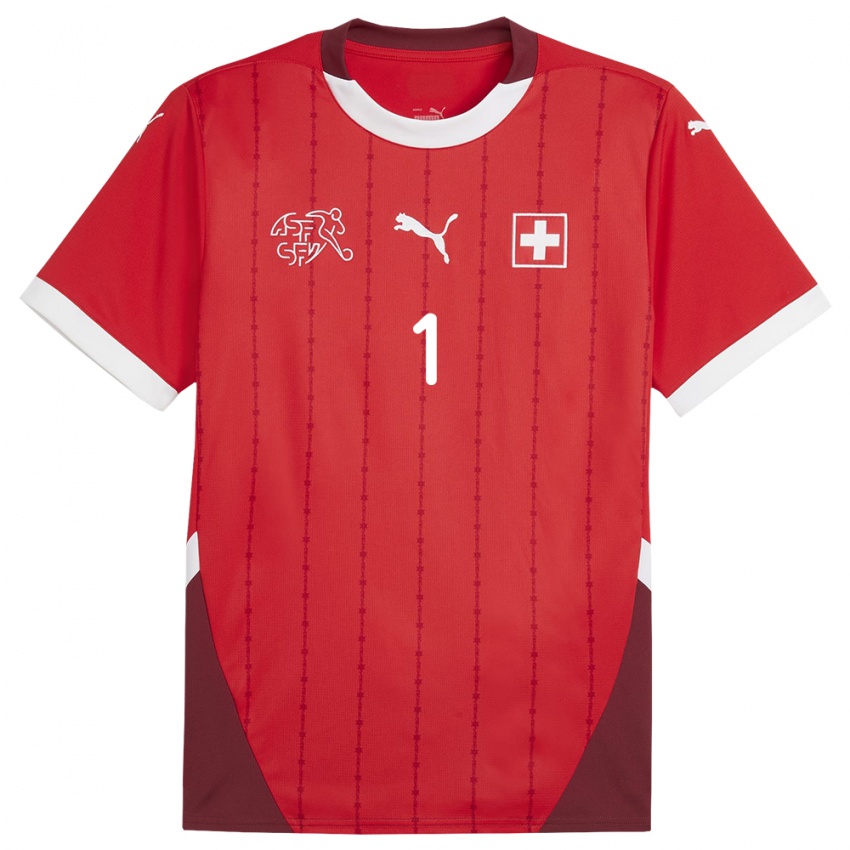 Mujer Camiseta Suiza Marvin Hubel #1 Rojo 1ª Equipación 24-26 La Camisa
