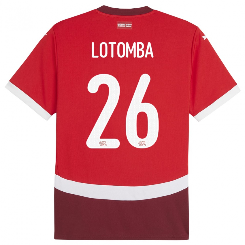 Mujer Camiseta Suiza Jordan Lotomba #26 Rojo 1ª Equipación 24-26 La Camisa