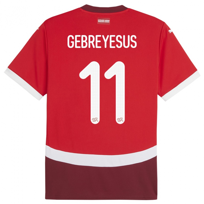 Mujer Camiseta Suiza Esey Gebreyesus #11 Rojo 1ª Equipación 24-26 La Camisa