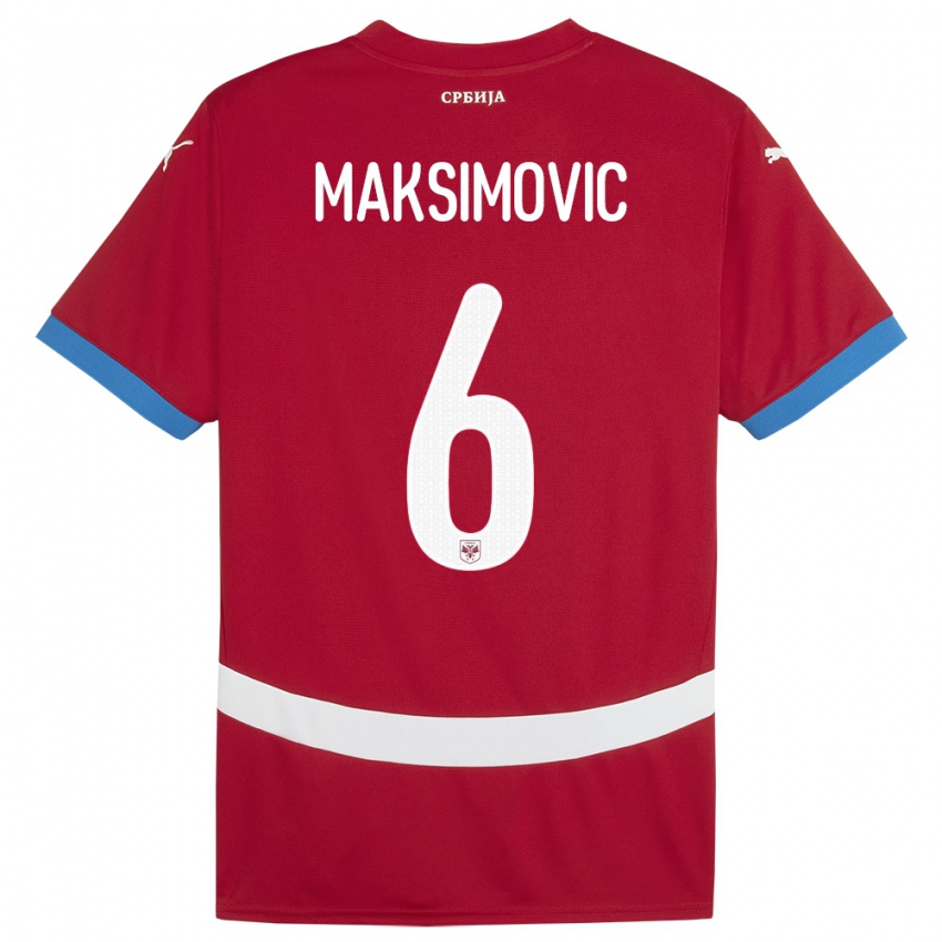 Mujer Camiseta Serbia Nemanja Maksimovic #6 Rojo 1ª Equipación 24-26 La Camisa