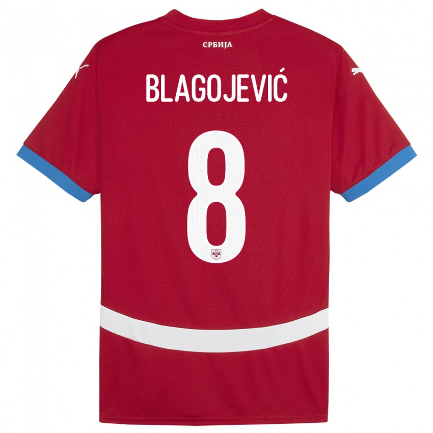 Mujer Camiseta Serbia Dina Blagojevic #8 Rojo 1ª Equipación 24-26 La Camisa