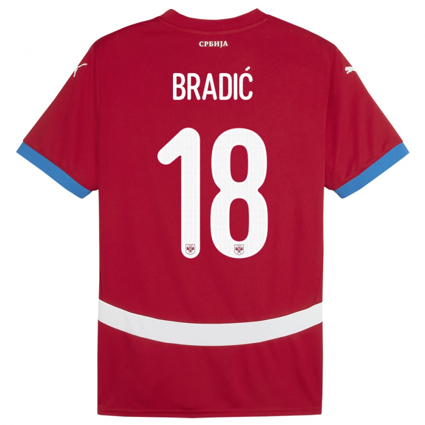 Mujer Camiseta Serbia Biljana Bradic #18 Rojo 1ª Equipación 24-26 La Camisa