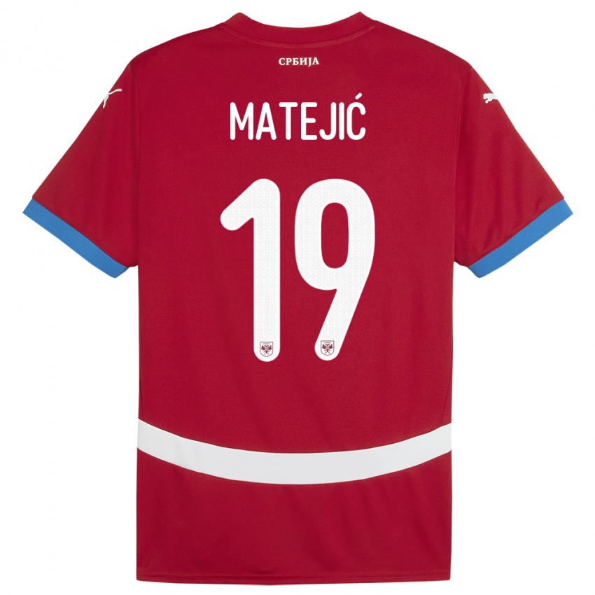 Mujer Camiseta Serbia Nina Matejic #19 Rojo 1ª Equipación 24-26 La Camisa
