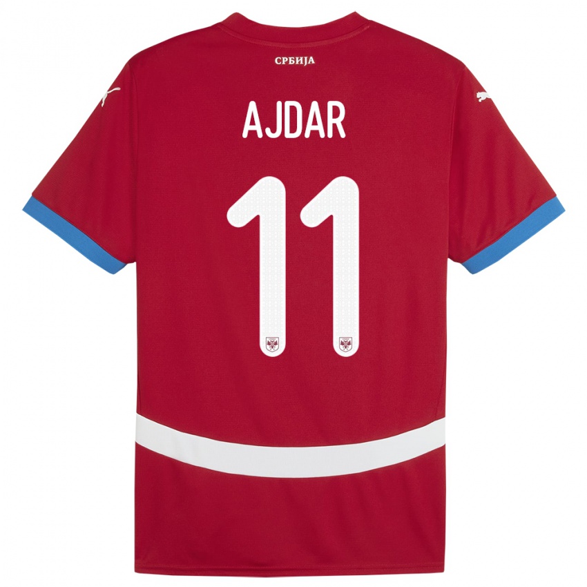Mujer Camiseta Serbia Ognjen Ajdar #11 Rojo 1ª Equipación 24-26 La Camisa