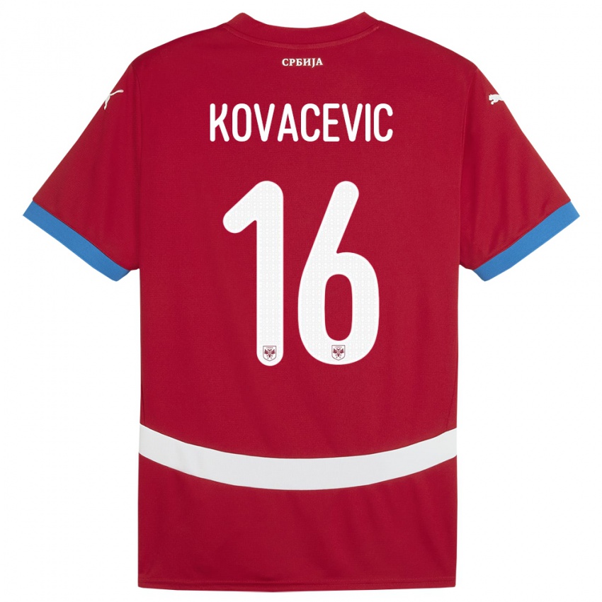 Mujer Camiseta Serbia Bojan Kovacevic #16 Rojo 1ª Equipación 24-26 La Camisa