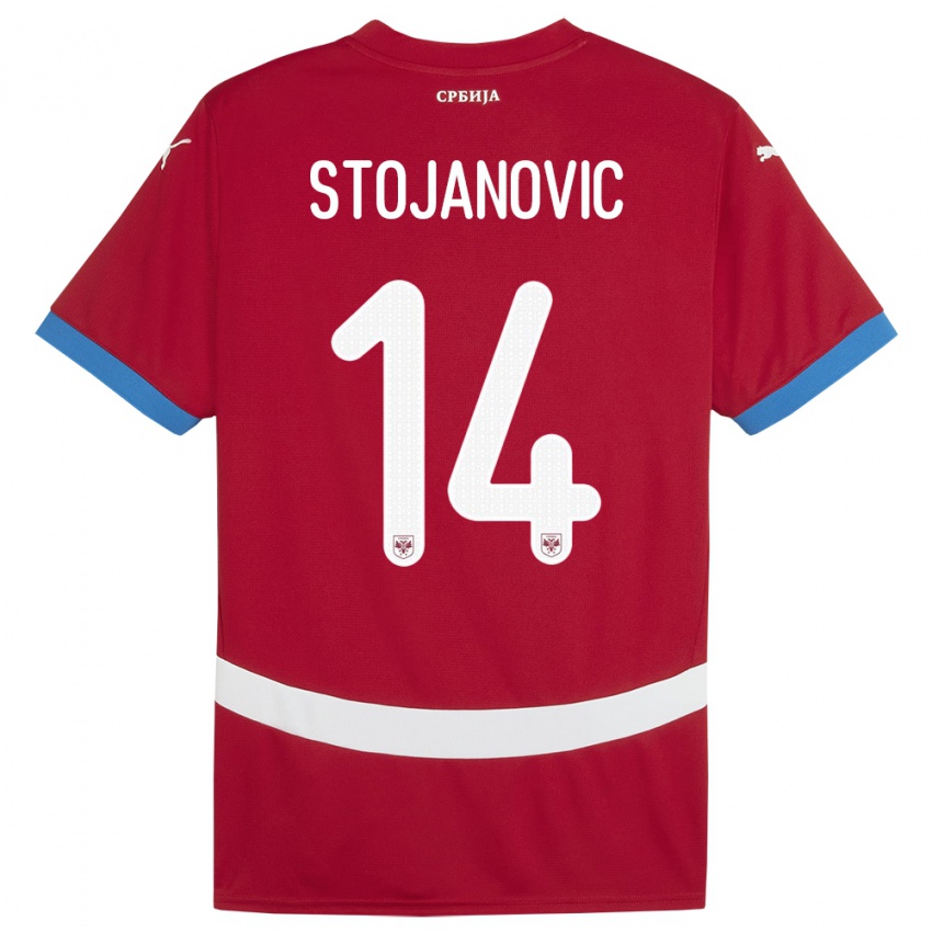 Mujer Camiseta Serbia Matija Stojanovic #14 Rojo 1ª Equipación 24-26 La Camisa