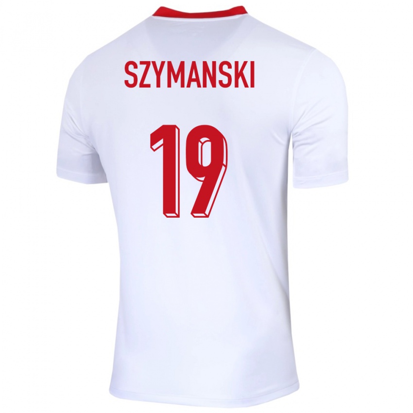 Mujer Camiseta Polonia Sebastian Szymanski #19 Blanco 1ª Equipación 24-26 La Camisa