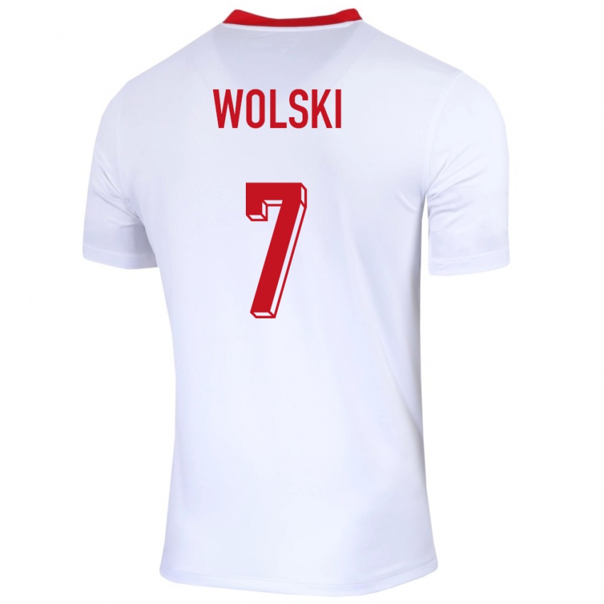 Mujer Camiseta Polonia Filip Wolski #7 Blanco 1ª Equipación 24-26 La Camisa