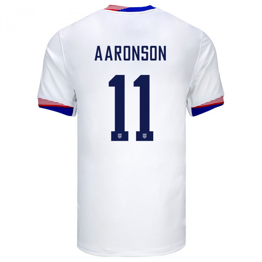 Mujer Camiseta Estados Unidos Brenden Aaronson #11 Blanco 1ª Equipación 24-26 La Camisa