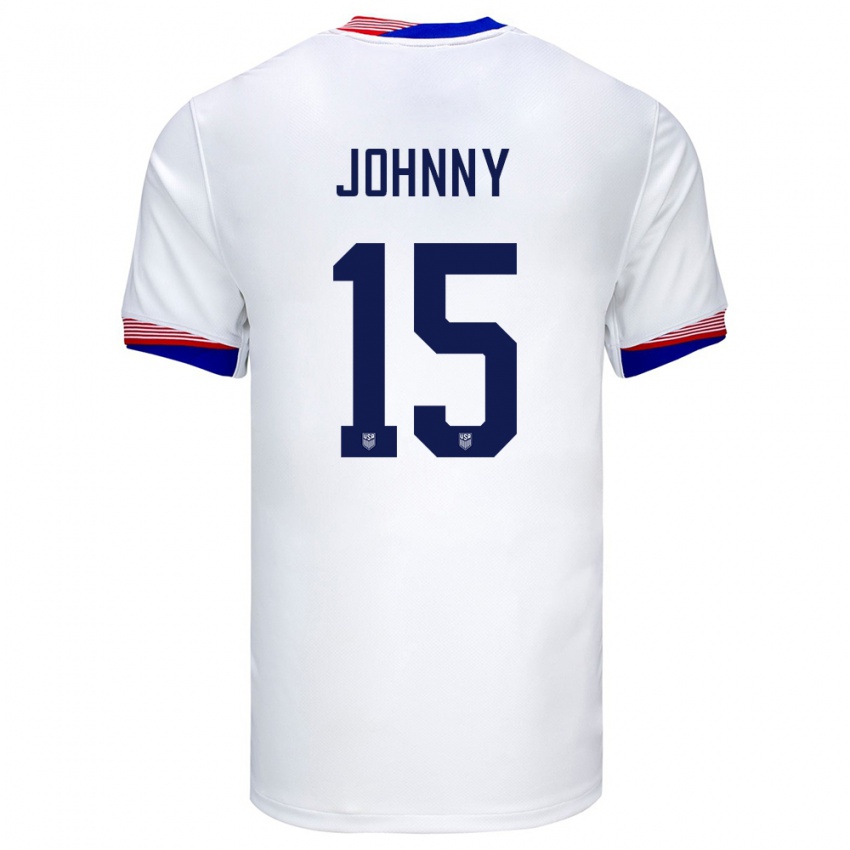 Mujer Camiseta Estados Unidos Johnny #15 Blanco 1ª Equipación 24-26 La Camisa