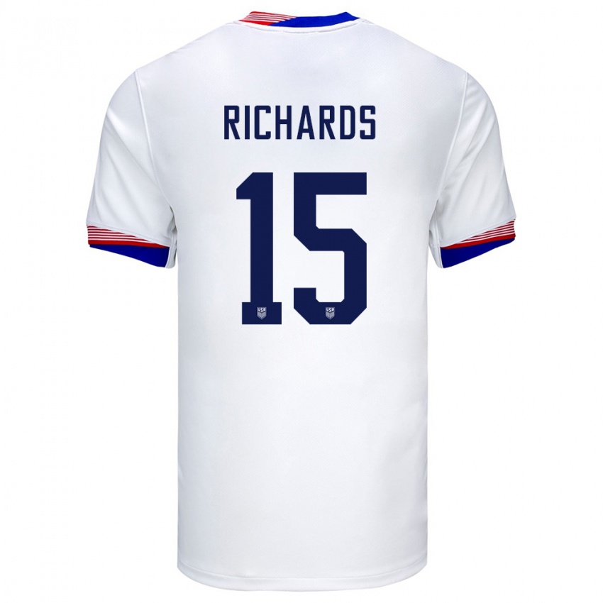 Mujer Camiseta Estados Unidos Chris Richards #15 Blanco 1ª Equipación 24-26 La Camisa