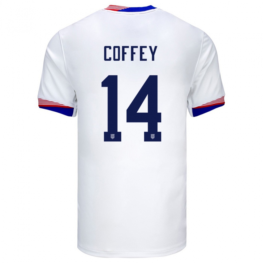 Mujer Camiseta Estados Unidos Sam Coffey #14 Blanco 1ª Equipación 24-26 La Camisa