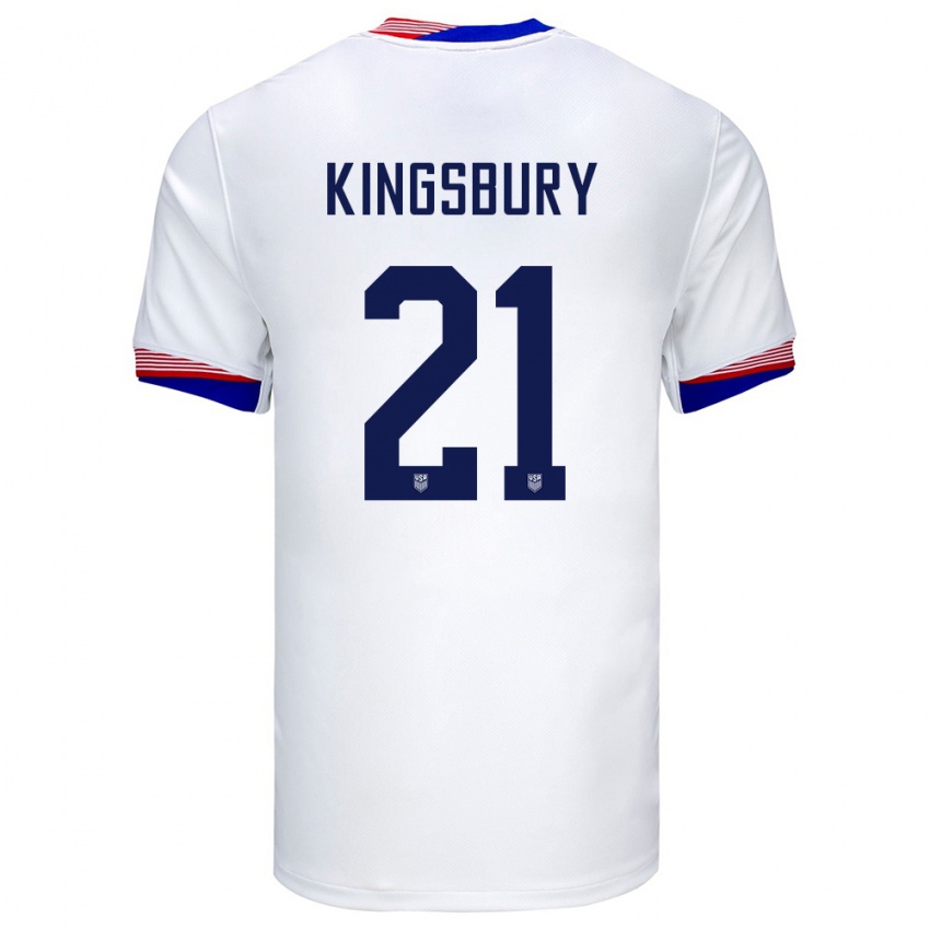 Mujer Camiseta Estados Unidos Aubrey Kingsbury #21 Blanco 1ª Equipación 24-26 La Camisa
