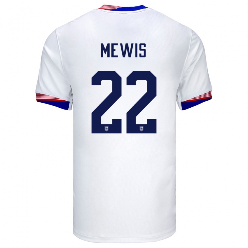 Mujer Camiseta Estados Unidos Kristie Mewis #22 Blanco 1ª Equipación 24-26 La Camisa