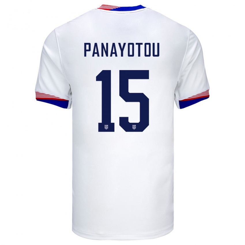 Mujer Camiseta Estados Unidos Jack Panayotou #15 Blanco 1ª Equipación 24-26 La Camisa