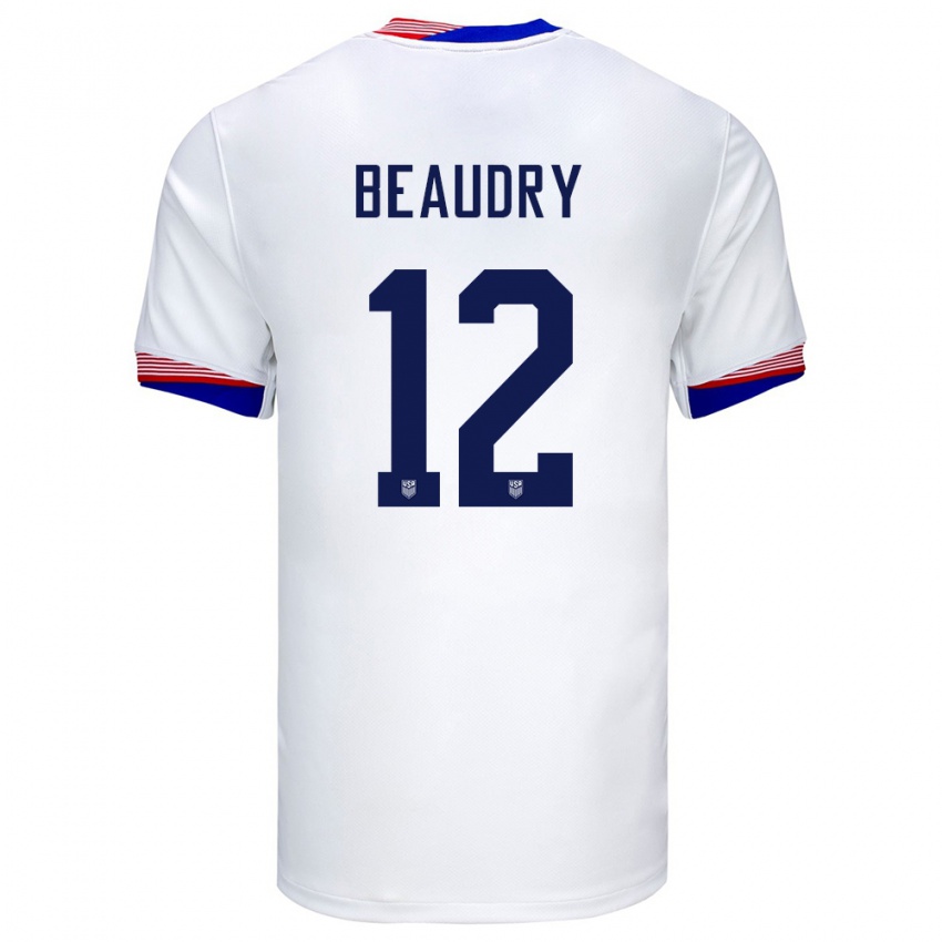 Mujer Camiseta Estados Unidos Adam Beaudry #12 Blanco 1ª Equipación 24-26 La Camisa