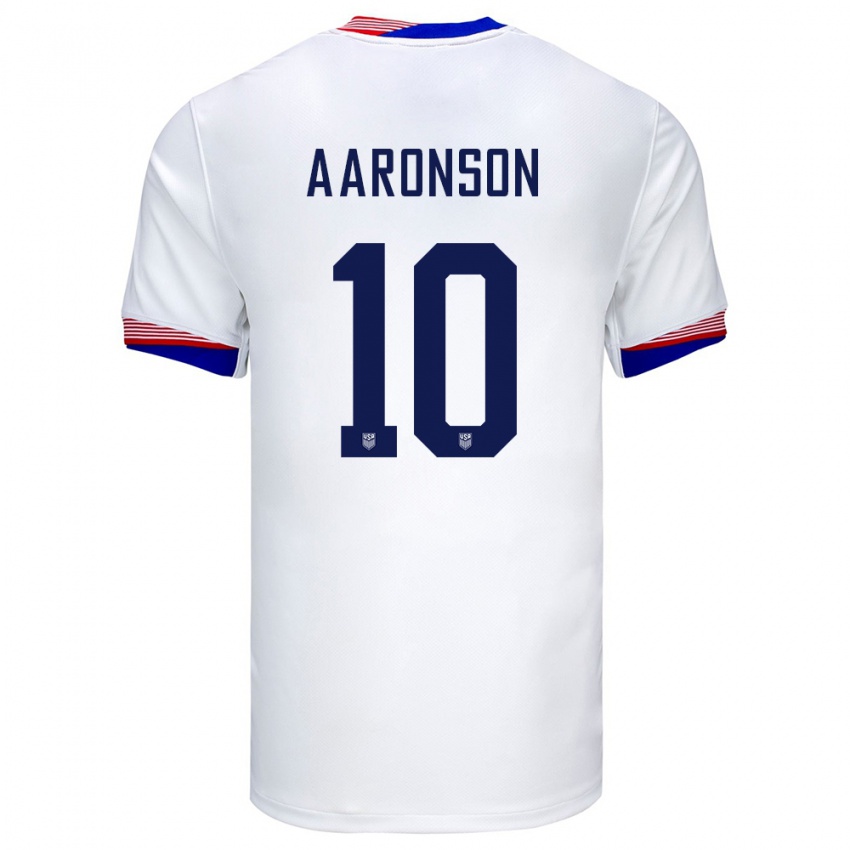 Mujer Camiseta Estados Unidos Paxten Aaronson #10 Blanco 1ª Equipación 24-26 La Camisa