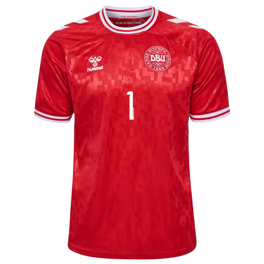 Mujer Camiseta Dinamarca Filip Jørgensen #1 Rojo 1ª Equipación 24-26 La Camisa
