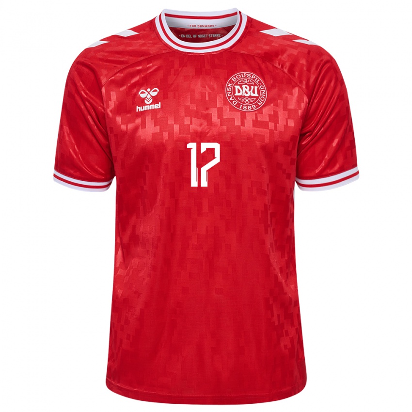 Mujer Camiseta Dinamarca Rasmus Düring #17 Rojo 1ª Equipación 24-26 La Camisa