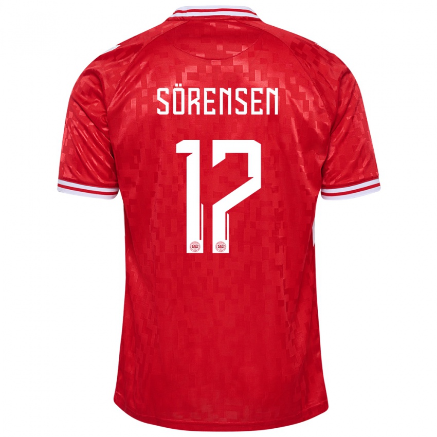 Mujer Camiseta Dinamarca Oliver Sörensen #17 Rojo 1ª Equipación 24-26 La Camisa