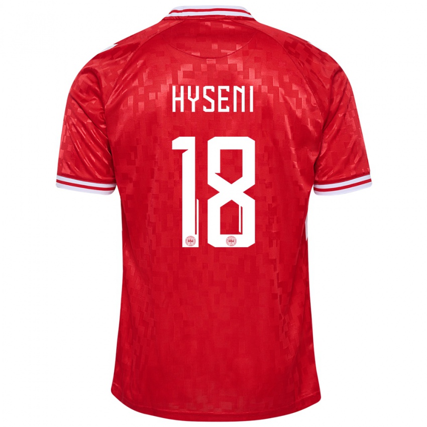 Mujer Camiseta Dinamarca Olti Hyseni #18 Rojo 1ª Equipación 24-26 La Camisa