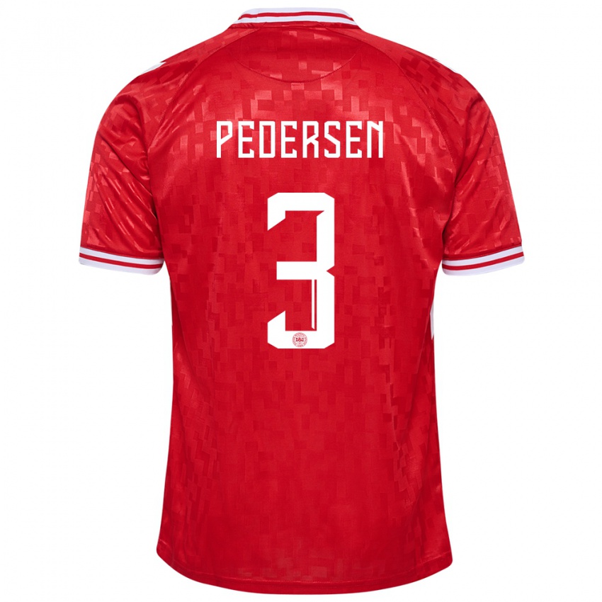 Mujer Camiseta Dinamarca Stine Ballisager Pedersen #3 Rojo 1ª Equipación 24-26 La Camisa