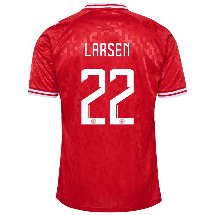 Mujer Camiseta Dinamarca Kathrine Larsen #22 Rojo 1ª Equipación 24-26 La Camisa
