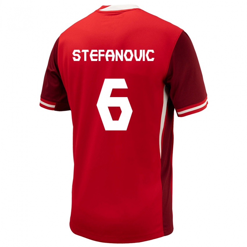 Mujer Camiseta Canadá Lazar Stefanovic #6 Rojo 1ª Equipación 24-26 La Camisa