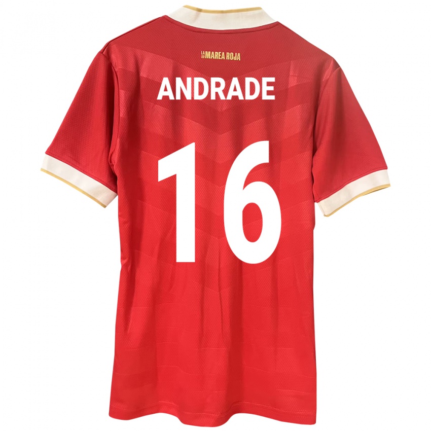 Mujer Camiseta Panamá Andrés Andrade #16 Rojo 1ª Equipación 24-26 La Camisa