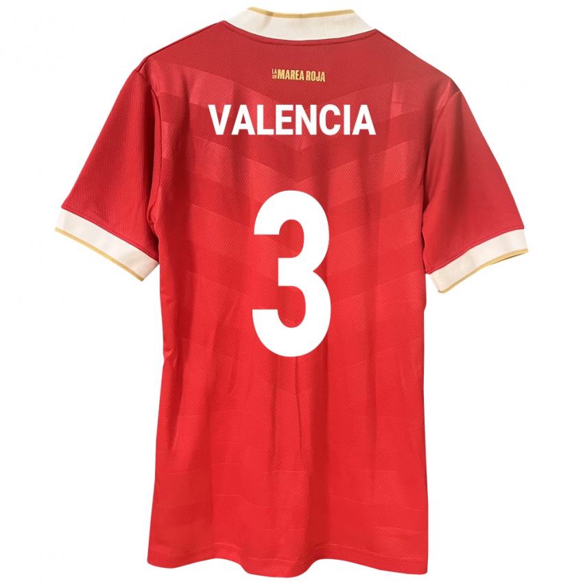 Mujer Camiseta Panamá Omar Valencia #3 Rojo 1ª Equipación 24-26 La Camisa