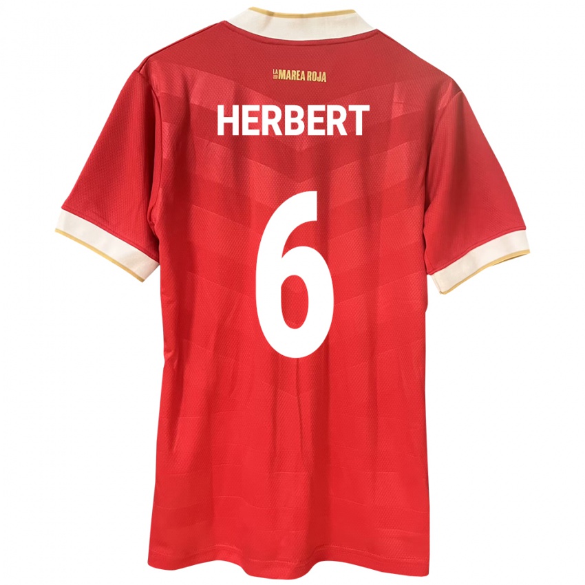 Mujer Camiseta Panamá Giovany Herbert #6 Rojo 1ª Equipación 24-26 La Camisa