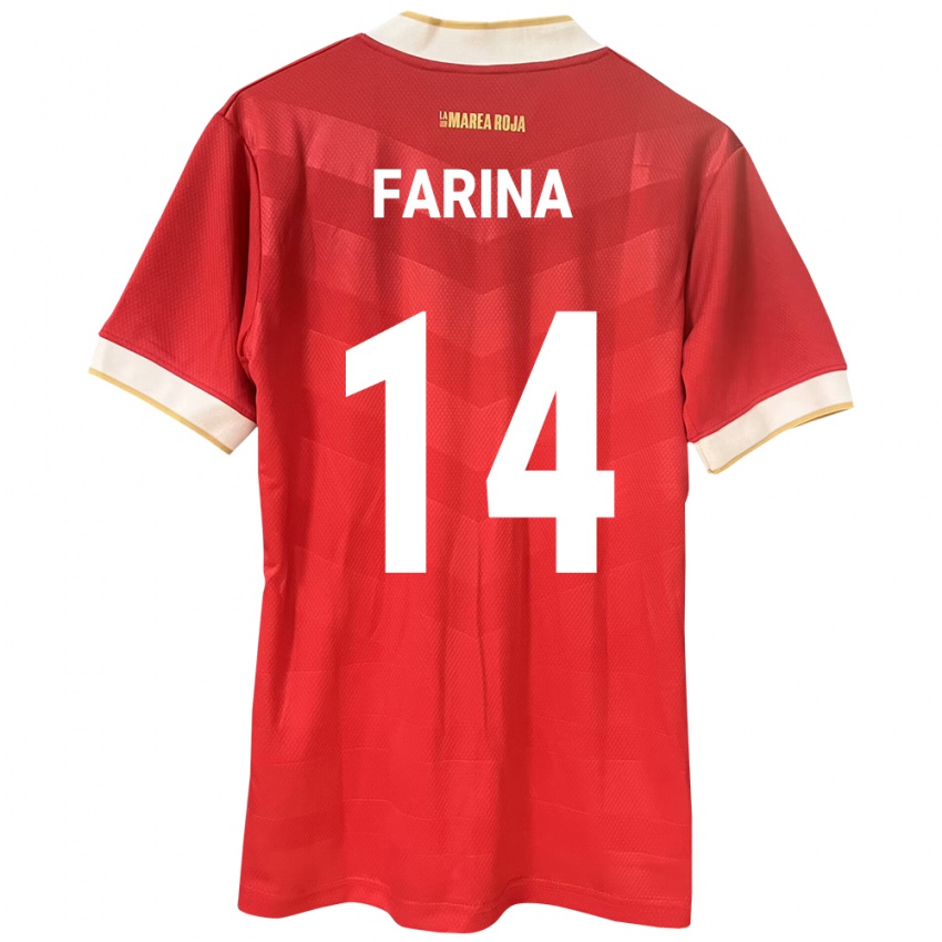 Mujer Camiseta Panamá Edgardo Fariña #14 Rojo 1ª Equipación 24-26 La Camisa