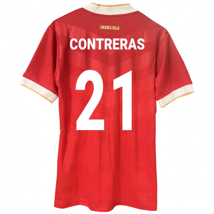 Mujer Camiseta Panamá Davis Contreras #21 Rojo 1ª Equipación 24-26 La Camisa