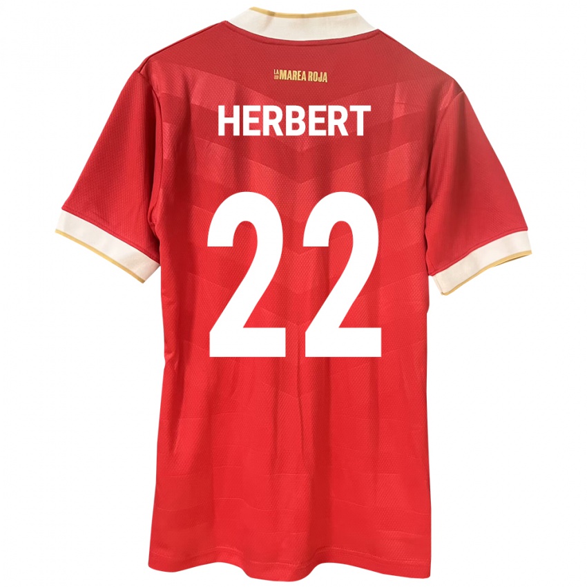 Mujer Camiseta Panamá Antony Herbert #22 Rojo 1ª Equipación 24-26 La Camisa