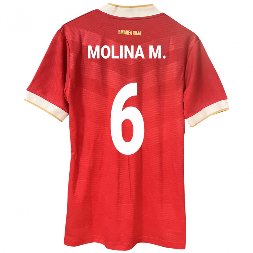 Mujer Camiseta Panamá Mariana Molina #6 Rojo 1ª Equipación 24-26 La Camisa