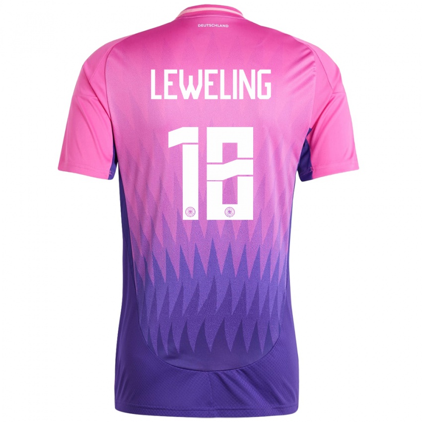 Mujer Camiseta Alemania Jamie Leweling #18 Rosado Morado 2ª Equipación 24-26 La Camisa