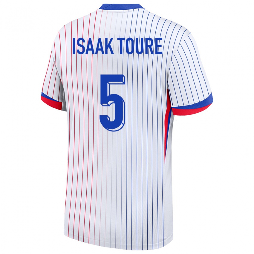 Mujer Camiseta Francia Souleymane Isaak Toure #5 Blanco 2ª Equipación 24-26 La Camisa