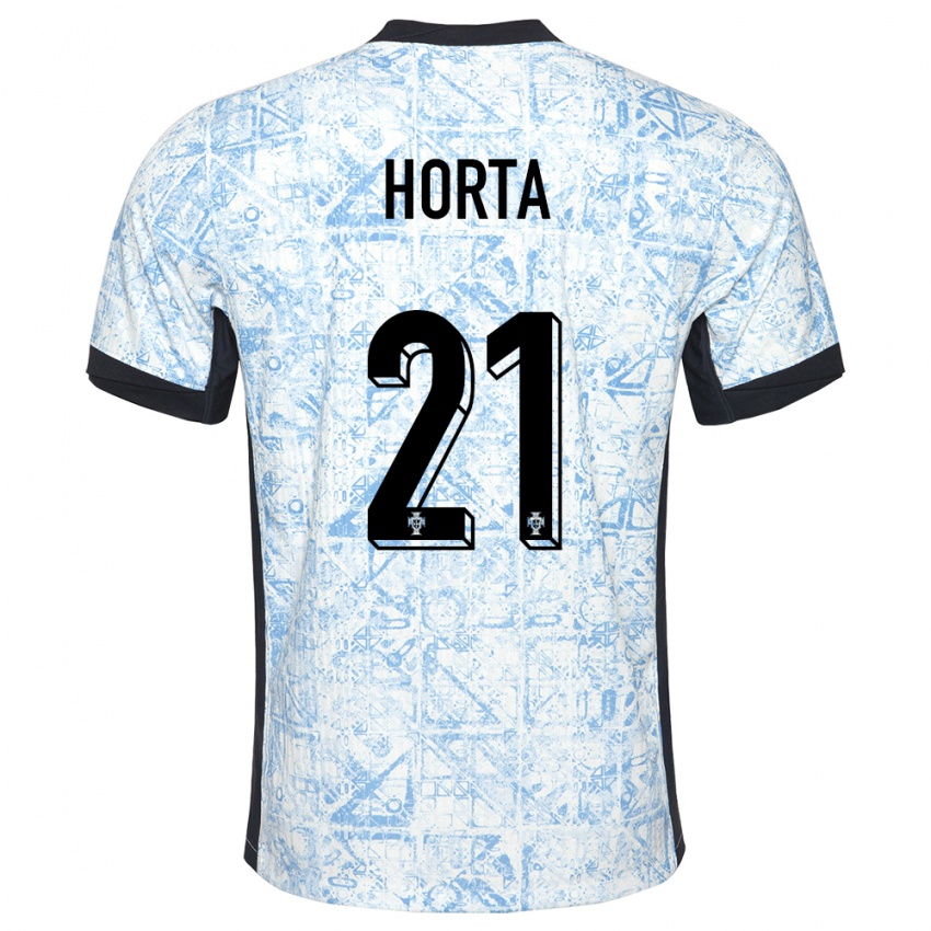 Mujer Camiseta Portugal Ricardo Horta #21 Crema Azul 2ª Equipación 24-26 La Camisa