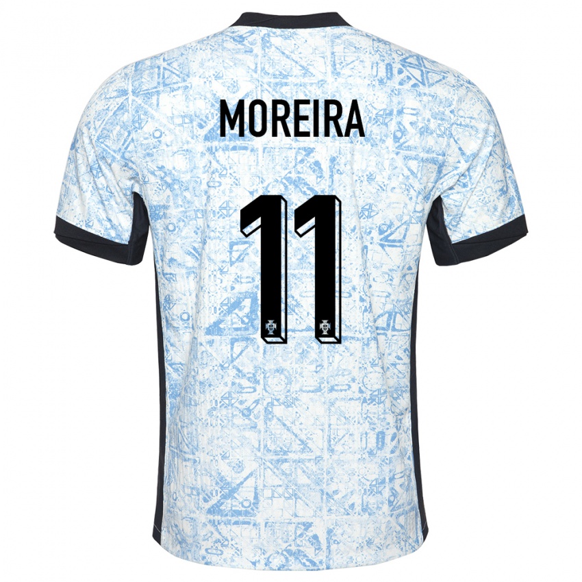 Mujer Camiseta Portugal Diego Moreira #11 Crema Azul 2ª Equipación 24-26 La Camisa