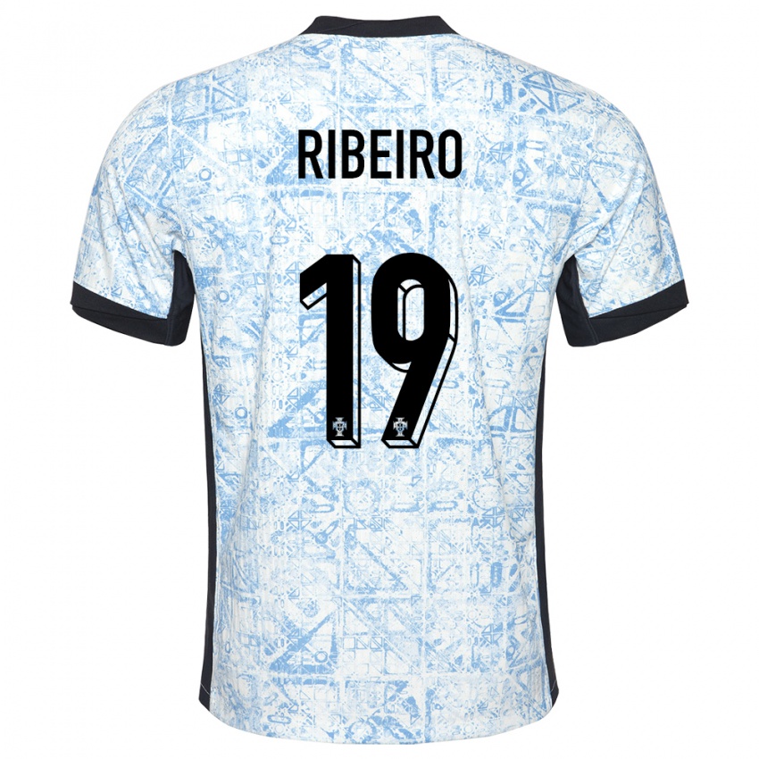 Mujer Camiseta Portugal Rodrigo Ribeiro #19 Crema Azul 2ª Equipación 24-26 La Camisa