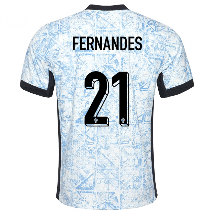 Mujer Camiseta Portugal Mateus Fernandes #21 Crema Azul 2ª Equipación 24-26 La Camisa