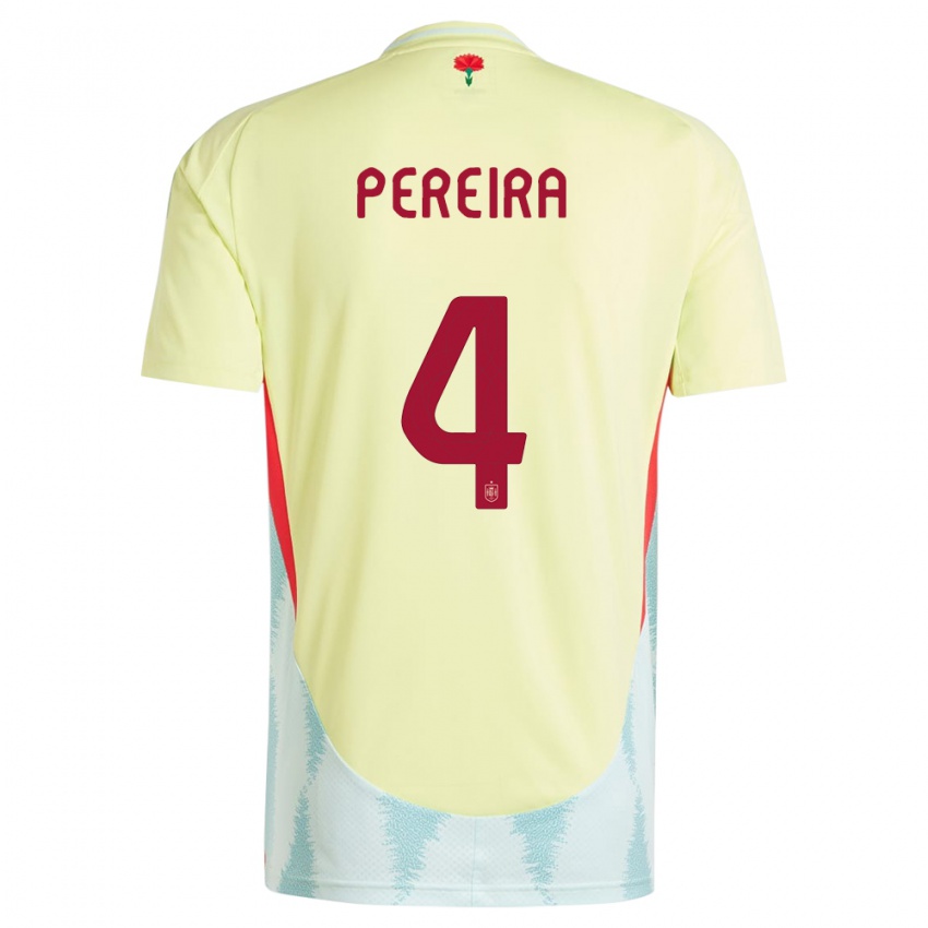 Mujer Camiseta España Andrea Pereira #4 Amarillo 2ª Equipación 24-26 La Camisa