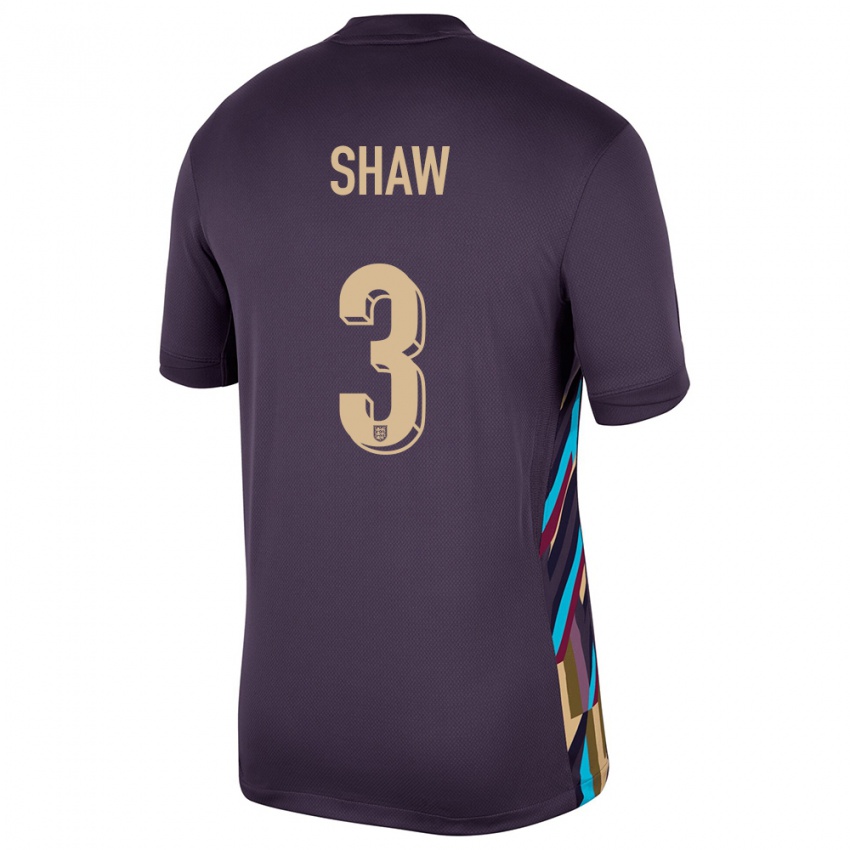 Mujer Camiseta Inglaterra Luke Shaw #3 Pasa Oscura 2ª Equipación 24-26 La Camisa