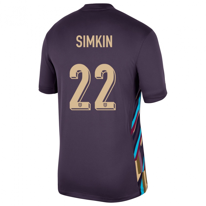 Mujer Camiseta Inglaterra Tommy Simkin #22 Pasa Oscura 2ª Equipación 24-26 La Camisa