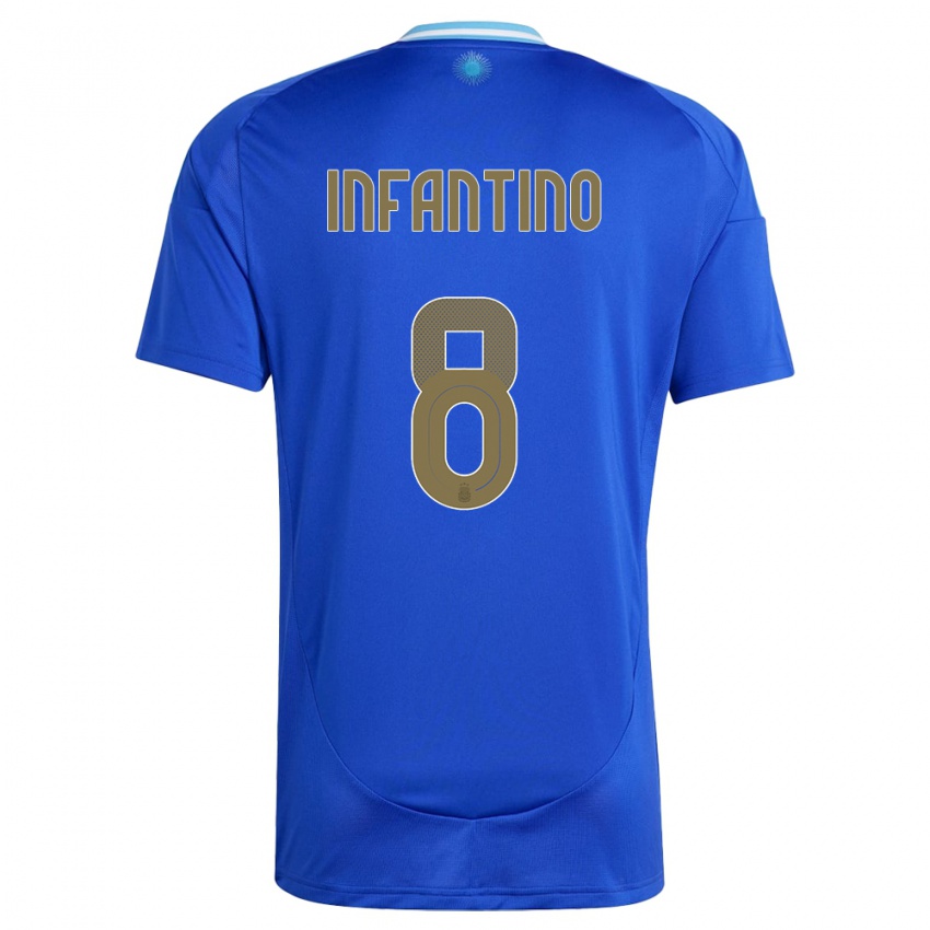 Mujer Camiseta Argentina Gino Infantino #8 Azul 2ª Equipación 24-26 La Camisa