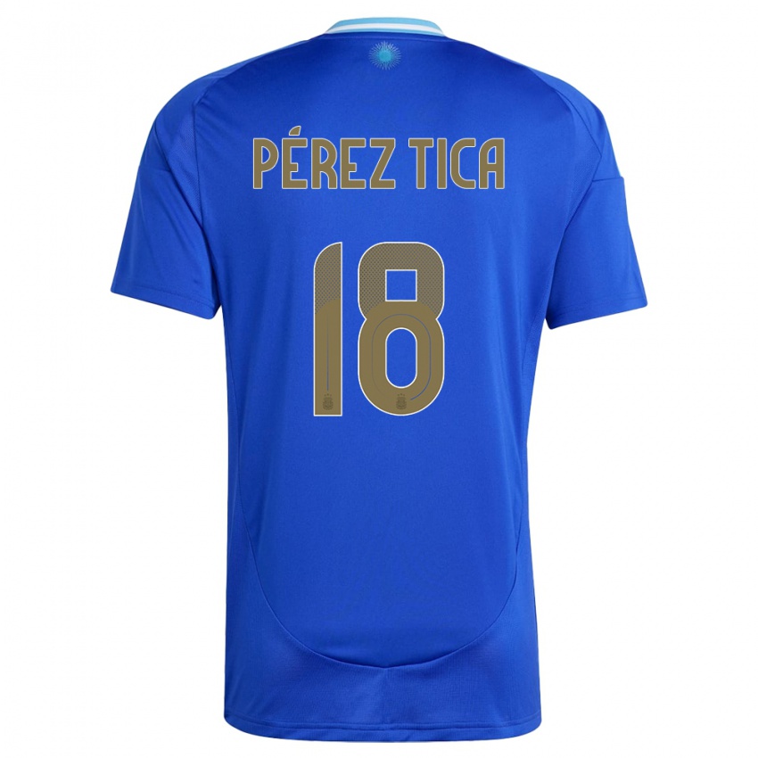 Mujer Camiseta Argentina Jeremias Perez Tica #18 Azul 2ª Equipación 24-26 La Camisa
