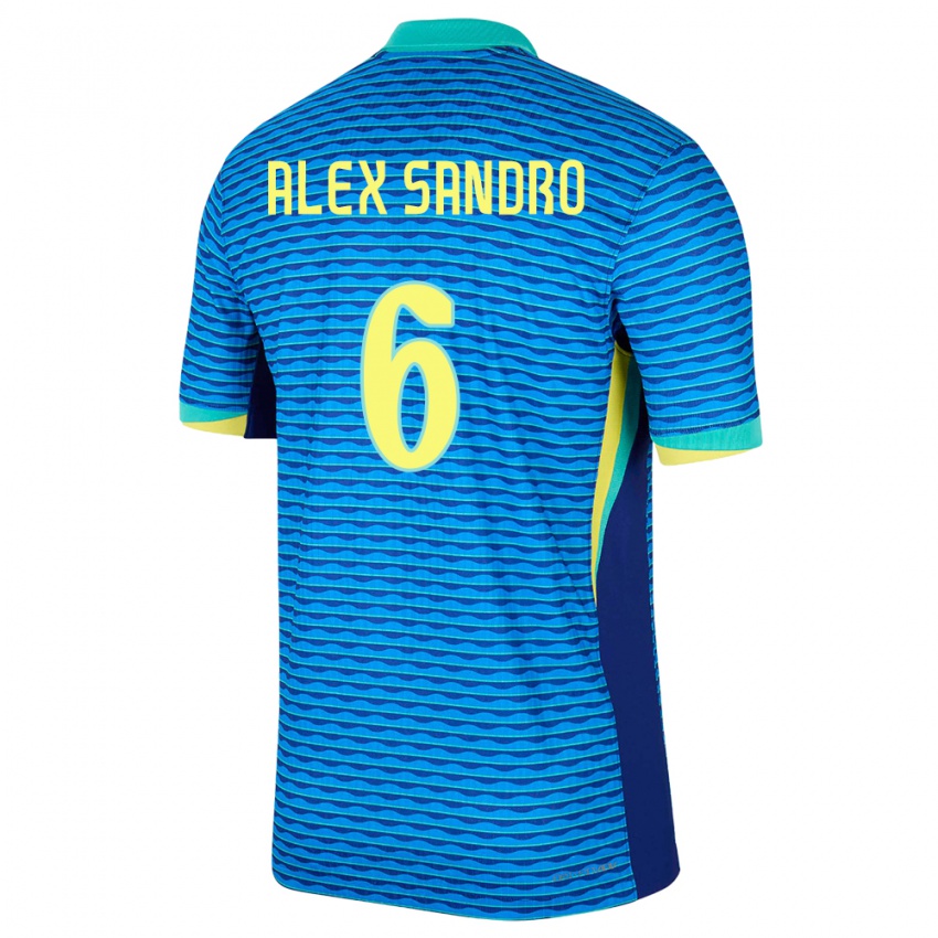 Mujer Camiseta Brasil Alex Sandro #6 Azul 2ª Equipación 24-26 La Camisa