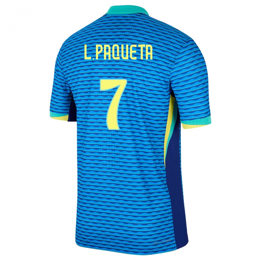 Mujer Camiseta Brasil Lucas Paqueta #7 Azul 2ª Equipación 24-26 La Camisa